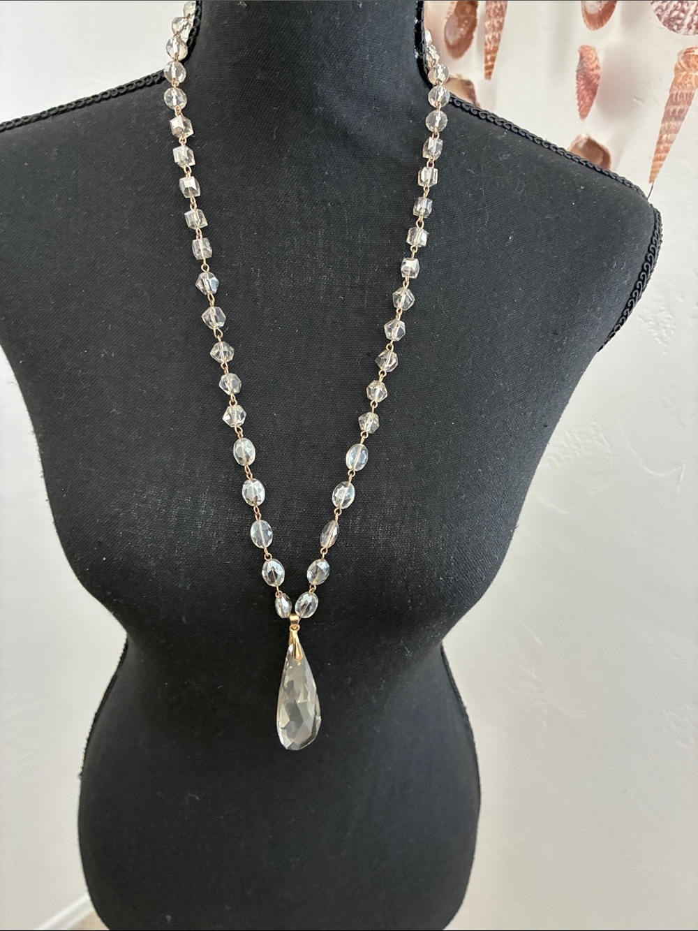 Crystal Teardrop Pendant Necklace - Clear